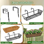 SPECILITE 30" Window Boxes Planters, Heavy Duty Metal Railing Planter Boxes - Image 6