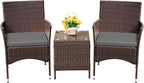 Devoko Patio Porch Furniture Sets 3 Pieces PE Rattan Wicker Chairs by DEVOKO