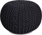 BIRDROCK HOME Round Pouf Ottoman | Cotton Braided Foot Stool by BIRDROCKHOME