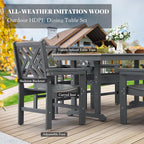 HDPE Dining Table Set for 6, 7-Piece Outdoor Table and Chairs Include 6 Dining - Image 2