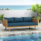 Merax Outdoor Acacia Wood Daybed, 3 Seater Day Bed Couch Sofa - Image 6