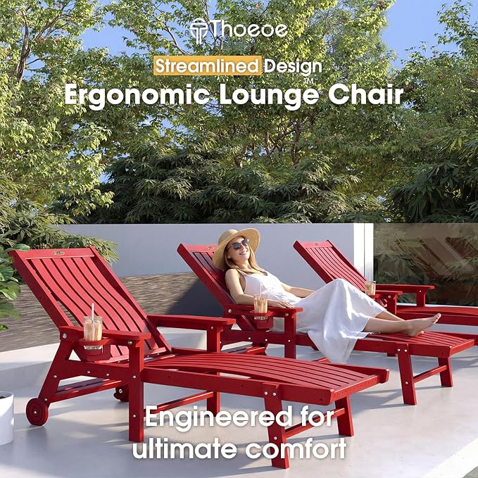 Patio Chaise Lounge Chair Set of 4, Oversized Lounge Chair Outdoor - Image 3