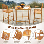 Tangkula 3 Piece Patio Bar Table & Chairs, Outdoor Acacia Wood Bar Set - Image 8