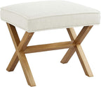 Amazon Basics Small Ottoman Foot Rest, Mid-Century Modern X Square Polyester by AmazonBasics