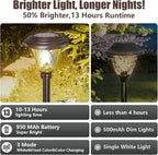 BEAU JARDIN 8 Pack Solar Pathway Lights White+Color Changing Stainless Steel 3 - Image 4