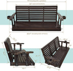 Fortune Candy Wooden Porch Swing 3-Seater, High Backrest and Deep Seat - Image 6