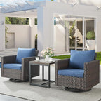 Belord Outdoor Bistro Set 3 Piece Wicker Swivel Rocker Patio Chairs, Oversize - Image 3