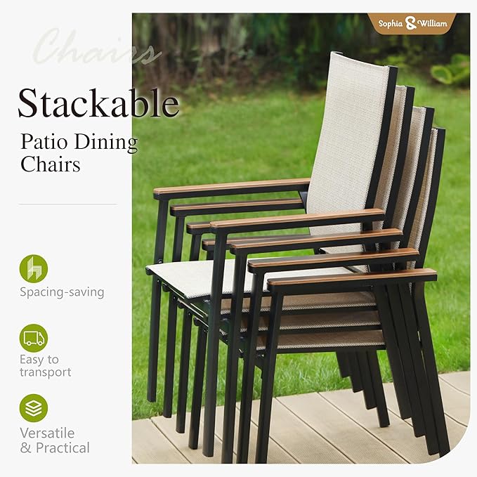 Sophia & William Patio Sets 5 Pieces, Lightweight Aluminum Dining Chairs - Image 2