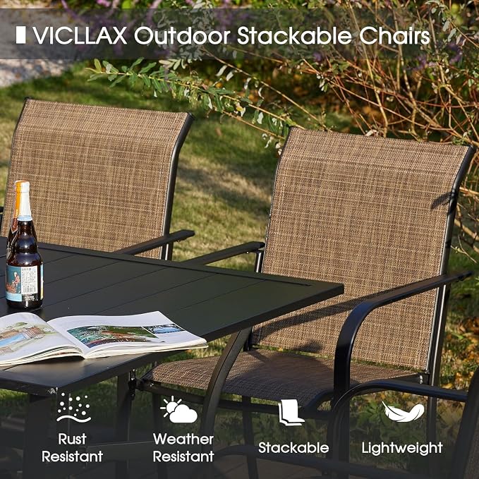 VICLLAX 5 Pieces Patio Dining Set, Outdoor Furniture Set Includes 37.8" Square - Image 3
