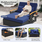 Moccha Outdoor Wicker Daybed, Patio Rattan Loveseat Sofa w/ 4-Level Adjustable - Image 4
