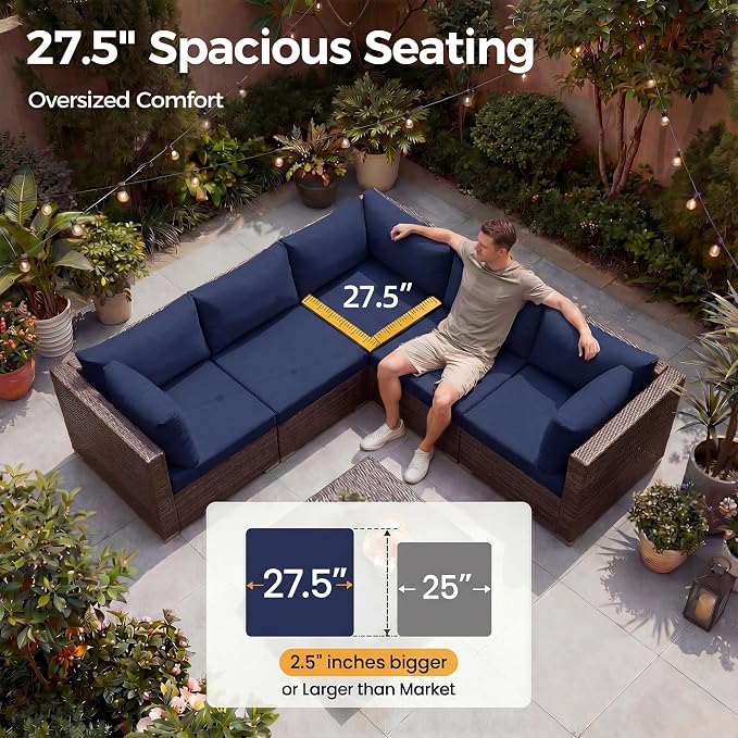 NICESOUL 8 Person Modern Deck Furniture Set, 29.3'' High Back Comfy Outdoor - Image 5