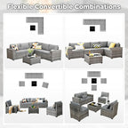 ovios 6 Pieces Patio Furniture Set, Outdoor Wicker Sectional Sofa - Image 7