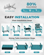 Ciokea HDPE Outdoor Dining Set, 7-Piece Patio Table and Chairs Set - Image 6