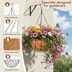 12 inch Metal Hanging Baskets for Plants Outdoor 4 Pack Round Metal Wire - Image 6