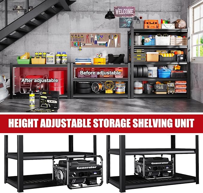 Set of 2 71"H Garage Shelving-3000LBS 5 Tier Storage Shelves, Adjustable Heavy - Image 4