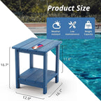 LUE BONA Adirondack Outdoor Side Table, 2-Tier Navy Blue HDPS Patio End Table - Image 3