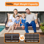 Upgraded Wicker Hanging Porch Swing Heavy Duty 900lbs 3-Seat Outdoor Patio - Image 3