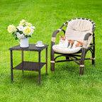 VINGLI Outdoor Wicker Side Table Patio Side Tables - Image 2
