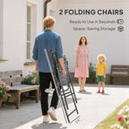 Outsunny 4 Piece Outdoor Patio Dining Furniture Set, 2 Folding Chairs, - Image 4
