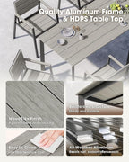 Outdoor Patio Dining Set for 4，Aluminum & HDPS Patio Table and Chairs Set - Image 5