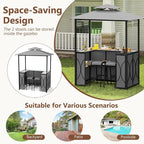 Tangkula 3-Piece Patio Bar Set, Grill Gazebo & 2 Bar Stools - Image 9