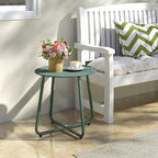 HollyHOME Round Metal Side Table, Rust-Resistant Patio Small Plant Stand - Image 2