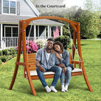 VINGLI Heavy Duty 880 LBS Patio Wooden Porch Swing Outdoor - Image 6