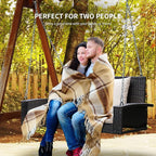 RELAX4LIFE Porch Swing 2-Seat Patio Rattan, Wicker Porch Swings Outdoor W/Two - Image 3