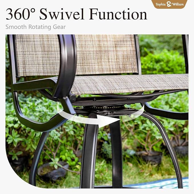Sophia & William Outdoor Bar Set, Patio Bar Table and Chairs Set, All Weather - Image 3