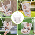 Backyard Expressions Hammock Chair Hanging Rope Swing Chair, 2 Pillows - Image 3