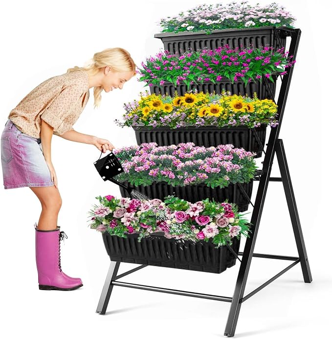 Homdox 3.74FT Vertical Garden Bed, 5 Tiers Vertical Raised Garden Planter by HOMDOX