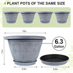 16 Inch Large Planter Pot for Plants Indoor Outdoor, 4 Pack Plastic Flower Pots - Image 4