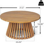 Merax Patio Outdoor Acacia Wood Round Coffee Table - Image 7
