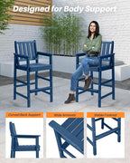 3-Piece Adirondack Chairs and Table Set, HDPE Outdoor Bar Sets, All Weather - Image 8