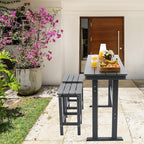 3 Pcs HDPE Outdoor Bar Set of 2 Includes Bar Height Table and Chairs, Patio Bar - Image 7
