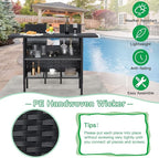 ECOTOUGE Black Wicker Bar Table, Outdoor Patio Console Table Serving Table - Image 4