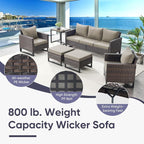 Belord 6 Piece Outdoor Furniture Patio Wicker Sofa Set, Oversize Outdoor Swivel - Image 9