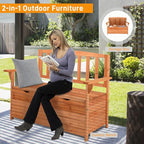 Outvita Outdoor Wood Storage Bench, Wooden Large Deck Box - Image 4