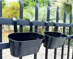 4 Pack Metal Hanging Planter for Outdoor Plants, 10 Inch Black Fence Planters - Image 7