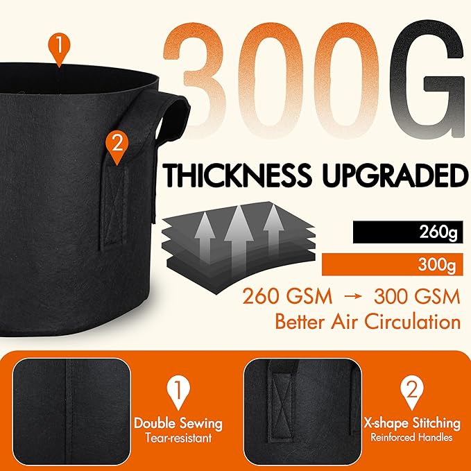 Gardzen 6-Pack 30 Gallon Grow Bags, Aeration Fabric Pots - Image 6