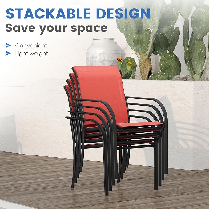 VICLLAX Patio Dining Set for 4, Outdoor Furniture Set Includes 1 Square Patio - Image 5