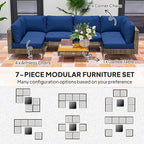 Outsunny 7 Piece Wicker Patio Furniture Set, Modular Outdoor Sectional - Image 4