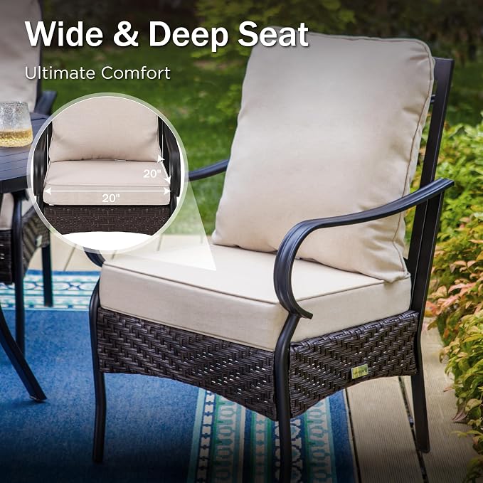 PHI VILLA 7-Piece Outdoor Dining Set, Heavy Duty Patio Table and Chairs Set - Image 5