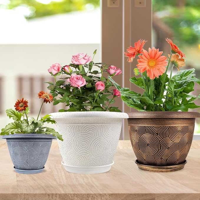 14 Inch Large Planter Pot for Plants Indoor Outdoor, 4 Pack Plastic Flower Pots - Image 2