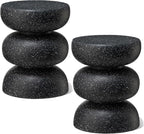 Glitzhome Outdoor Side Table Set of 2, Heavy Duty Indoor Outdoor Round Planter by Glitzhome