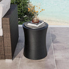 COSIEST Outdoor Side Table Black, Round MgO Concrete Side Table, Lightweight by COSIEST