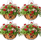 12 inch Metal Hanging Baskets For Plants Outdoor 4 Pack Round Metal Wire by JFFLYIT