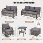 HOMREST 7 Piece Patio Furniture Set, Wicker Outdoor Conversation Sofa Set - Image 5
