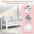 Kiss the Water Outdoor Couch Aluminum Patio Furniture Sofa, 3 Seat All-Weather - Image 7
