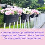 LaLaGreen Rail Planter Outdoor Plants Black Metal Iron Hanging Flower Pots Deck - Image 3